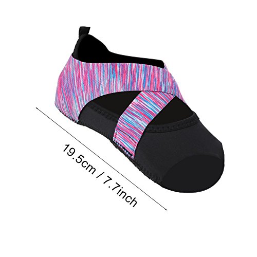 Zapatos Antideslizantes de Yoga para Mujer, Zapatos de Entrenamiento de Baile de Envoltura Suave Zapatos Antideslizantes para Yoga Pilates Barre Purple(M（37-38）)