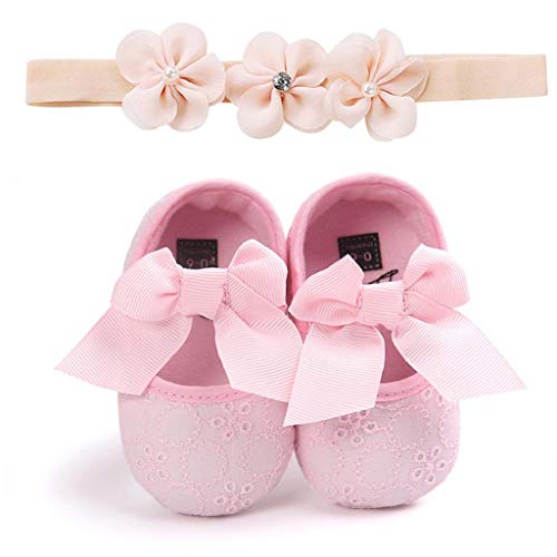 Zapatos Bebé Niña+Diademas SHOBDW Suela Suave Antideslizante Zapatillas Linda Linda Flor Encantadora Zapatos De Princesa Zapatos Bebé Recién Nacida 2019 Zapatos Bebe Primeros Pasos(Rosa,0~6)