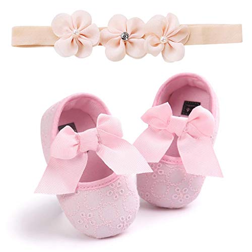 Zapatos Bebé Niña+Diademas SHOBDW Suela Suave Antideslizante Zapatillas Linda Linda Flor Encantadora Zapatos De Princesa Zapatos Bebé Recién Nacida 2019 Zapatos Bebe Primeros Pasos(Rosa,0~6)