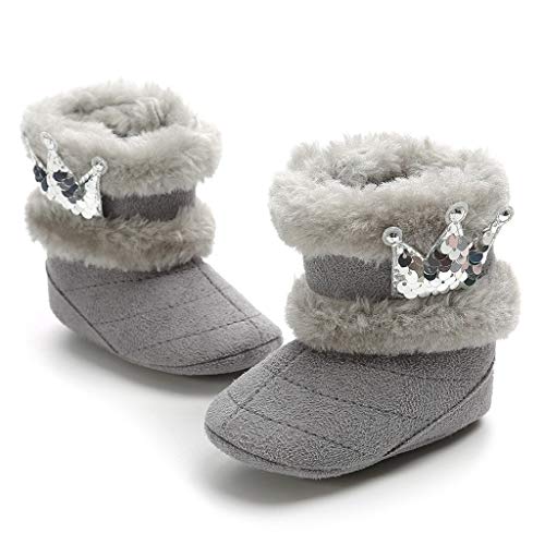 Zapatos Bebe Primeros Pasos Niña Invierno Antideslizante Botas de Nieve Crown Plus Zapatos de Terciopelo para Niños Pequeños Botas de Algodón Suave Calzado riou