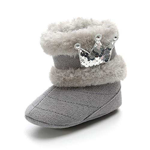 Zapatos Bebe Primeros Pasos Niña Invierno Antideslizante Botas de Nieve Crown Plus Zapatos de Terciopelo para Niños Pequeños Botas de Algodón Suave Calzado riou