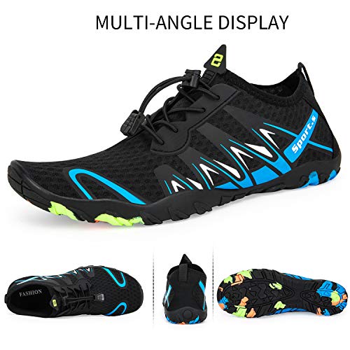 Zapatos de Agua Hombre Mujer Antideslizante Natación de Secado Rápido Playa Surf Ciclismo Zapatos (S901 Azul Negro, 44EUEU)