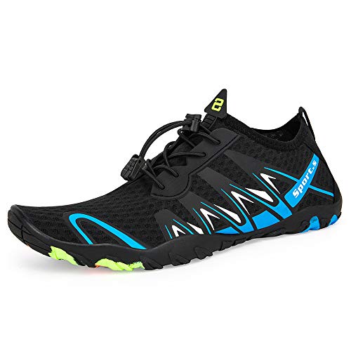 Zapatos de Agua Hombre Mujer Antideslizante Natación de Secado Rápido Playa Surf Ciclismo Zapatos (S901 Azul Negro, 44EUEU)