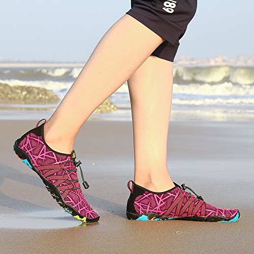 Zapatos de Agua para Buceo Snorkel Surf Piscina Playa Vela Mar Río Aqua Cycling Deportes Acuáticos Calzado de Natación Escarpines para Mujer,Morado 38