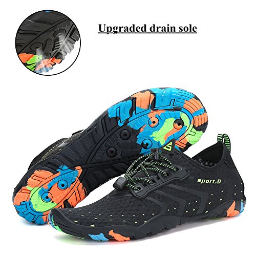 Zapatos de Agua Transpirable Piscina Playa Yoga Zapatillas de Escarpines para Hombre Mujer,A21 Negro,42