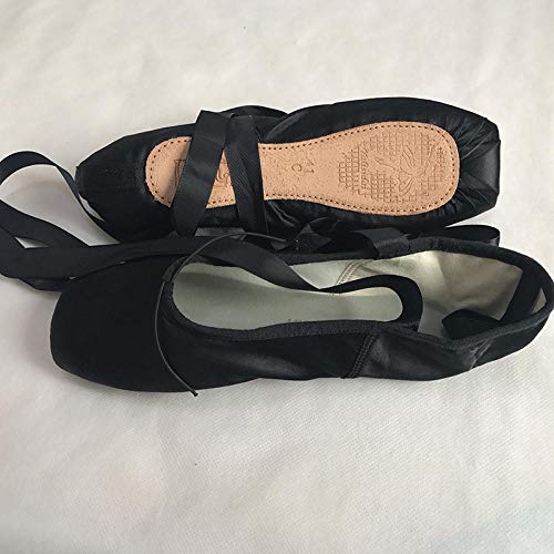 Zapatos de Baile de Ballet A3 para niños y Adultos, Zapatos de Baile en Punta, Zapatos Profesionales con Cintas, Zapatillas de Deporte para Mujer-Negro_35