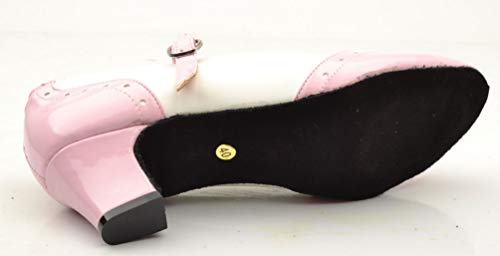 Zapatos de baile modernos Mary Jane para mujer con tacón de bloque y puntera cerrada, color Rosa, talla 38.5 EU
