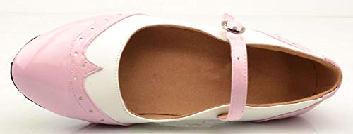 Zapatos de baile modernos Mary Jane para mujer con tacón de bloque y puntera cerrada, color Rosa, talla 38.5 EU