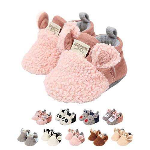 Zapatos de Bebe 0-18 Meses,Unisexo Recién Nacido Linda Antideslizante Único Invierno Botas Primero Caminantes Zapatos (6-12 Meses, C_Rosado)