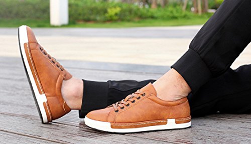 Zapatos de Cordones para Hombre Conducción Zapatillas Cuero Casual Shoes Attività Commerciale Sneakers , Marron claro,43 (265 talla fabricante)