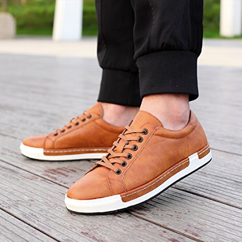 Zapatos de Cordones para Hombre Conducción Zapatillas Cuero Casual Shoes Attività Commerciale Sneakers , Marron claro,43 (265 talla fabricante)