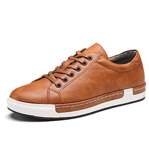 Zapatos de Cordones para Hombre Conducción Zapatillas Cuero Casual Shoes Attività Commerciale Sneakers , Marron claro,43 (265 talla fabricante)