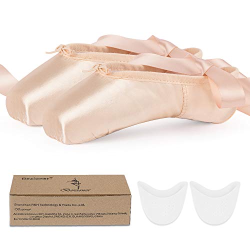 Zapatos de Danza de Punta Suave Zapatillas de Ballet para Principiantes con Puntera de Gel de Silicona y Cintas para Mujeres y Niñas 33 EU Zapatos de Danza de Punta Suave Zapatillas de Ballet para Principiantes con Puntera de Gel de Silicona y Cintas para Mujeres y Niñas 33 EU