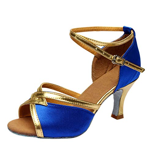 Zapatos de Latino Baile Tacón Bajo para Mujer Invierno Primavera PAOLIAN Zapatos Danza Española Moderna Fiesta Elegantes Boda Sandalias de Vestir Lentejuelas Plateados Dorados Tallas Grandes