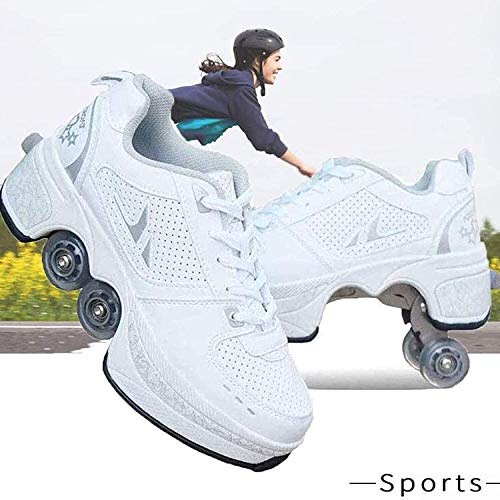 Zapatos de patinaje de rodillos, zapatos para caminar automáticos de doble fila: zapatos de patinaje unisex zapatillas de deporte recreación, para unisex para principiantes regalo hfhdqp ( Size : 40 )