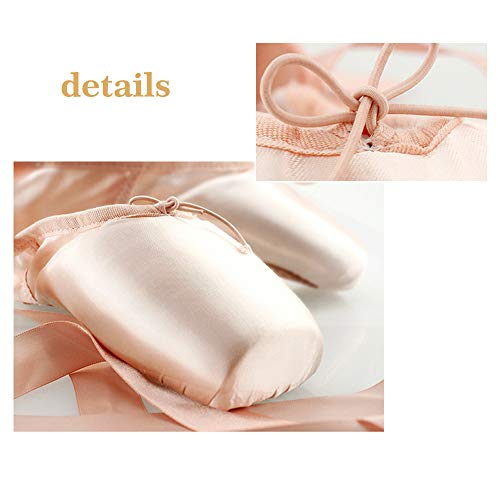 Zapatos de Punta Satén Zapatillas de Ballet con Puntera de Gel de Silicona y Cintas para Mujeres y Niñas 37 Zapatos de Punta Satén Zapatillas de Ballet con Puntera de Gel de Silicona y Cintas para Mujeres y Niñas 37
