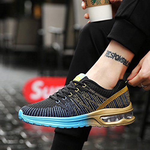 Zapatos de Running Para Hombre Zapatillas Deportivo Outdoor Calzado Asfalto Sneakers Negro Azul 39