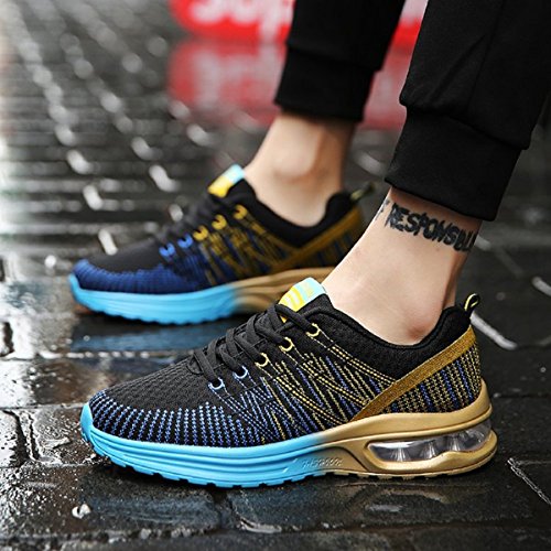 Zapatos de Running Para Hombre Zapatillas Deportivo Outdoor Calzado Asfalto Sneakers Negro Azul 43