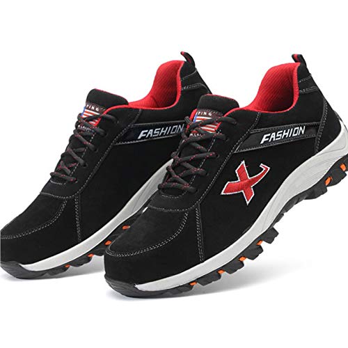 Zapatos de Seguridad for Hombre Zapatillas Deportivas de Mujer Puntera de Acero Calzado de Industrial Trabajo Construcción Botas Tácticas Trekking (Color : Black, Size : 45)