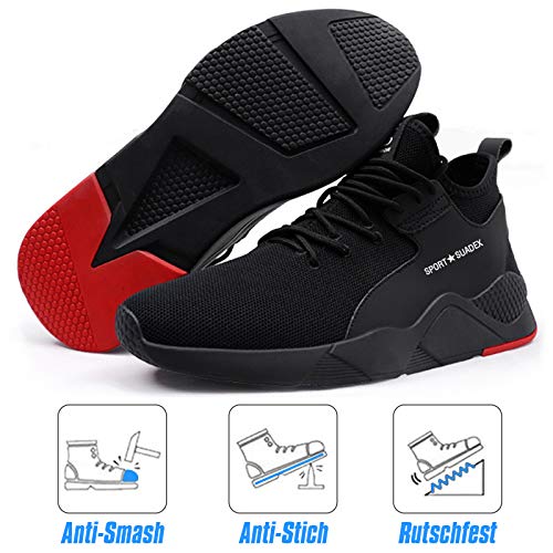 Zapatos de Seguridad Hombre con Punta de Acero, Cómodas Ultraligero & Transpirables, 36-48 (01 Negro, Numeric_43) Zapatos de Seguridad Hombre con Punta de Acero, Cómodas Ultraligero & Transpirables, 36-48 (01 Negro, Numeric_43)