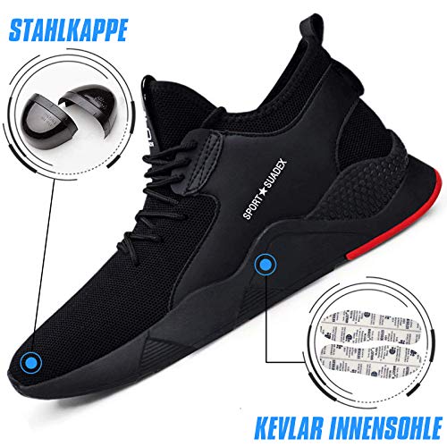 Zapatos de Seguridad Hombre con Punta de Acero, Cómodas Ultraligero & Transpirables, 36-48 (01 Negro, Numeric_43) Zapatos de Seguridad Hombre con Punta de Acero, Cómodas Ultraligero & Transpirables, 36-48 (01 Negro, Numeric_43)