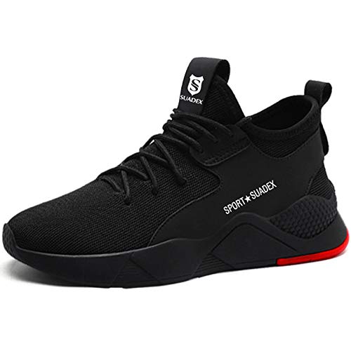 Zapatos de Seguridad Hombre con Punta de Acero, Cómodas Ultraligero & Transpirables, 36-48 (01 Negro, Numeric_43)