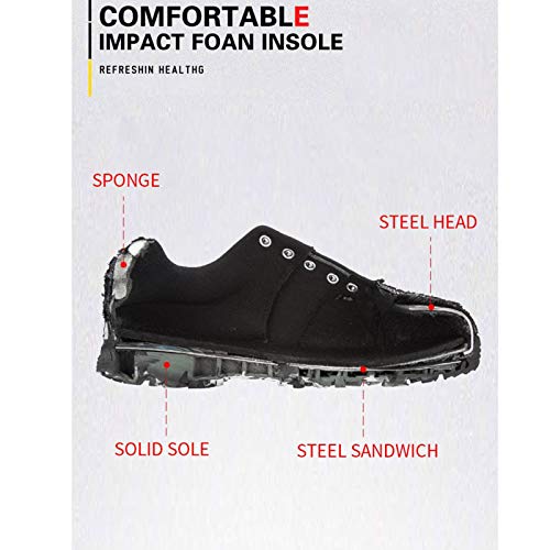 Zapatos de Seguridad Hombre Mujer Zapatillas de Trabajo con Punta de Acero Ligeros Calzado de Industrial y Deportivos Sneaker (Color : Gray, Size : 39)