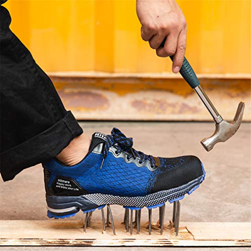 Zapatos de Seguridad Hombre Trabajo Comodos Mujer con Punta de Acero Ligeros Calzado de Industrial y Deportivos Transpirable Azul 43 EU