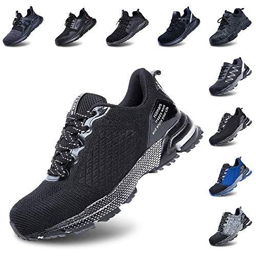 Zapatos de Seguridad Hombre Trabajo Comodos Mujer con Punta de Acero Ligeros Calzado de Industrial y Deportivos Transpirable Negro 42 EU Zapatos de Seguridad Hombre Trabajo Comodos Mujer con Punta de Acero Ligeros Calzado de Industrial y Deportivos Transpirable Negro 42 EU