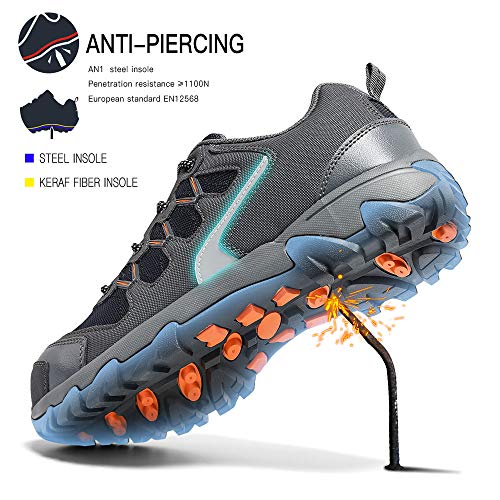 Zapatos de Seguridad para Hombre con Puntera de Acero Zapatillas de Seguridad Trabajo, Calzado de Industrial y Deportiva(A Gris,43 EU) Zapatos de Seguridad para Hombre con Puntera de Acero Zapatillas de Seguridad Trabajo, Calzado de Industrial y Deportiva(A Gris,43 EU)
