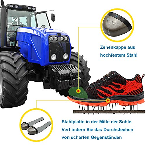 Zapatos de Seguridad para Hombre Zapatillas Zapatos de Mujer Seguridad de Acero Ligeras Calzado de Trabajo para Comodas Unisex Zapatos de Industria y Construcción Rojo 43 Zapatos de Seguridad para Hombre Zapatillas Zapatos de Mujer Seguridad de Acero Ligeras Calzado de Trabajo para Comodas Unisex Zapatos de Industria y Construcción Rojo 43