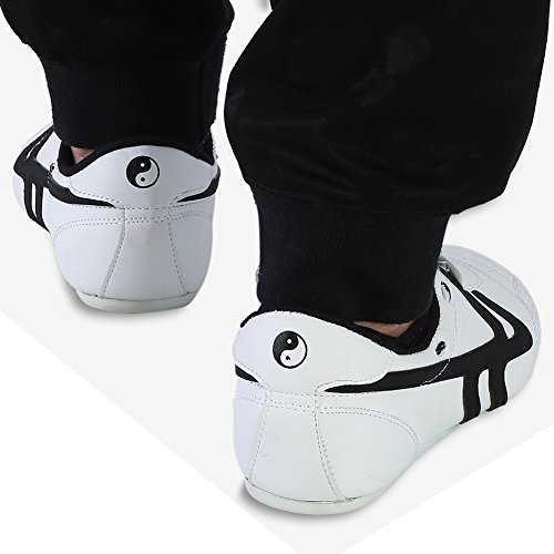 Zapatos de Taekwondo, Zapatos Antideslizantes de Artes Marciales, Artes Marciales Zapatilla de Deporte de Boxeo Karate Kung Fu Zapatos de Tai Chi de Rayas Negras Ligeros para Hombres Mujeres Niños(41)