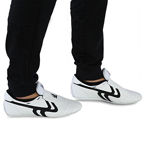 Zapatos de Taekwondo, Zapatos Antideslizantes de Artes Marciales, Artes Marciales Zapatilla de Deporte de Boxeo Karate Kung Fu Zapatos de Tai Chi de Rayas Negras Ligeros para Hombres Mujeres Niños(41)