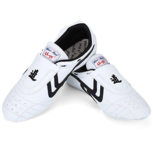 Zapatos de Taekwondo, Zapatos Antideslizantes de Artes Marciales, Artes Marciales Zapatilla de Deporte de Boxeo Karate Kung Fu Zapatos de Tai Chi de Rayas Negras Ligeros para Hombres Mujeres Niños(41)