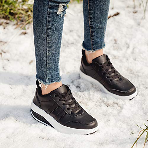 Zapatos Deporte Mujer Nieve Zapatillas de Deportivos Zapatos para Caminar Gimnasia Ligero Sneakers Invierno Plataforma Botas de Botines 38.5EU = Fabricante:39 Negro