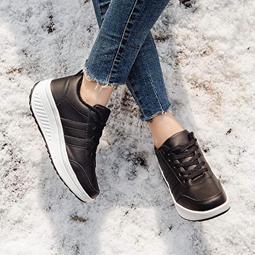 Zapatos Deporte Mujer Nieve Zapatillas de Deportivos Zapatos para Caminar Gimnasia Ligero Sneakers Invierno Plataforma Botas de Botines 38.5EU = Fabricante:39 Negro