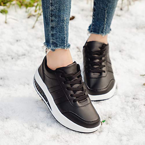 Zapatos Deporte Mujer Nieve Zapatillas de Deportivos Zapatos para Caminar Gimnasia Ligero Sneakers Invierno Plataforma Botas de Botines 38.5EU = Fabricante:39 Negro