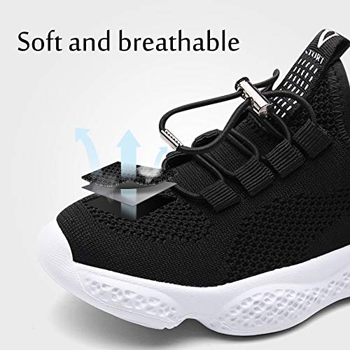 Zapatos Deportivos Infantil Zapatillas Running Niño Sneakers Gimnasia Al Aire Muchachas Calzado Atletismo Ligero Respirable Niña Unisex Negro 35