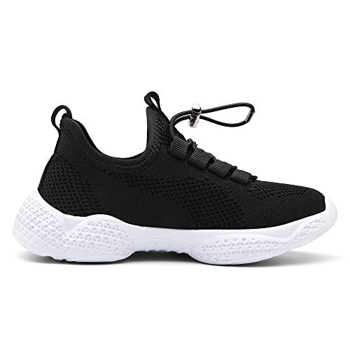 Zapatos Deportivos Infantil Zapatillas Running Niño Sneakers Gimnasia Al Aire Muchachas Calzado Atletismo Ligero Respirable Niña Unisex Negro 35