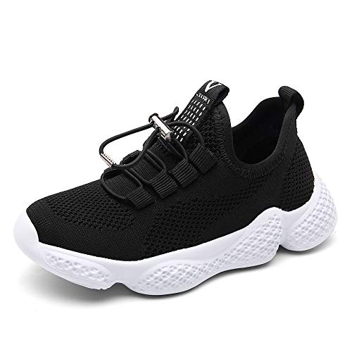 Zapatos Deportivos Infantil Zapatillas Running Niño Sneakers Gimnasia Al Aire Muchachas Calzado Atletismo Ligero Respirable Niña Unisex Negro 35