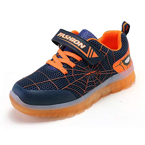 Zapatos Led Hombre araña Niños Niñas 7 Color USB Carga Luces Zapatillas, Flashing Zapatillas,Víspera de Todos los Santos.