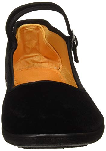 Zapatos Mary Jane de Terciopelo de Las Mujeres Algodón Negro Antigua Pekín Pisos de Tela Ejercicio de Yoga Zapatos de Baile (EU 34)