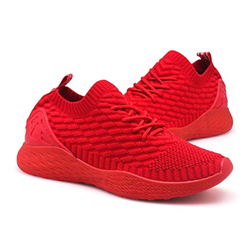 Zapatos para Correr Hombre Calcetines Zapatillas de Deportivo Slip on Sneakers de Gimnasia Jogging Low Top Calzado Knit Transpirables Fitness Rojo 42