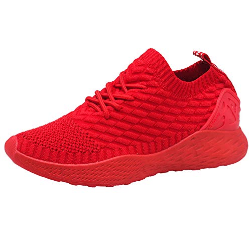 Zapatos para Correr Hombre Calcetines Zapatillas de Deportivo Slip on Sneakers de Gimnasia Jogging Low Top Calzado Knit Transpirables Fitness Rojo 42