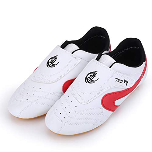 Zapatos Taekwondo, Arte Marcial Sneaker Boxeo Karate Kung Fu Tai Chi Zapatos Zapatillas De Deporte Ligeras Transpirables,Blanco,44