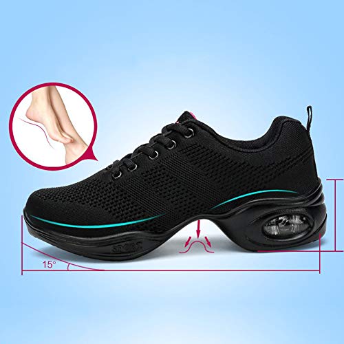 Zapatos Verano de Baile Latino para Mujeres Zapatillas de Danza Jazz SXSHUN Calzados de Rejilla Transpirable, Negro, 40 EU Zapatos Verano de Baile Latino para Mujeres Zapatillas de Danza Jazz SXSHUN Calzados de Rejilla Transpirable, Negro, 40 EU