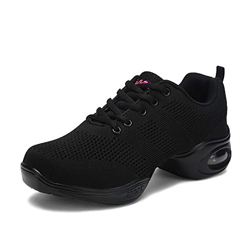 Zapatos Verano de Baile Latino para Mujeres Zapatillas de Danza Jazz SXSHUN Calzados de Rejilla Transpirable, Negro, 40 EU