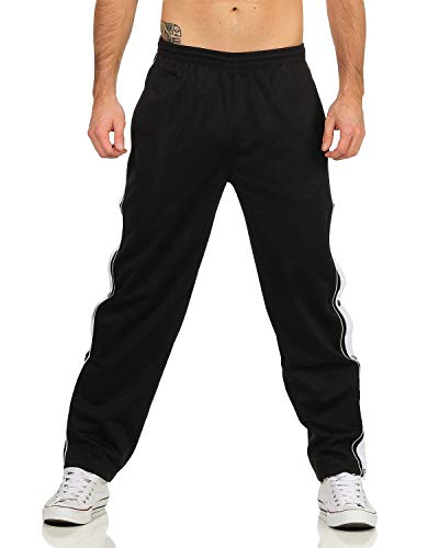 ZARMEXX Pantalones de chándal para hombre con tira de botones laterales para abrir, pantalones de deporte, ocio, jogging Negro M