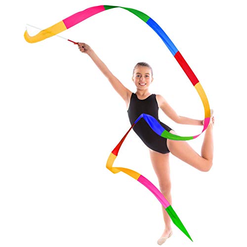 ZARRS Cintas de Baile,10 Pack Gimnasias Rítmicas Cinta 2M Niños Streamers con Varillas para Artístico Baton Twirling