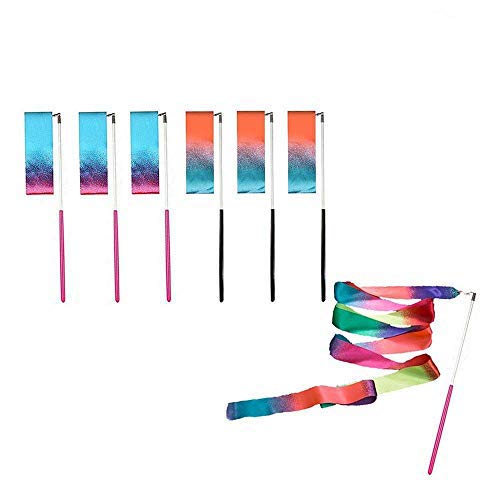 ZARRS Cintas de Baile,6 Pack Gimnasias Rítmicas Cinta 2M Niños Streamers con Varillas para Artístico Baton Twirling ZARRS Cintas de Baile,6 Pack Gimnasias Rítmicas Cinta 2M Niños Streamers con Varillas para Artístico Baton Twirling